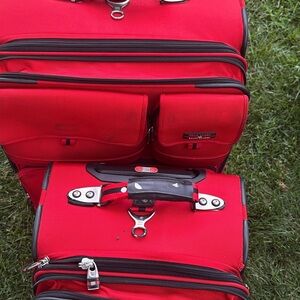 2 Polo Ralph Lauren Red Luggage, Small And Large.